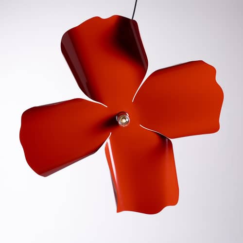 Sospensione Papavero Large metallo rosso / Ø 90 cm - Acciaio - Opinion Ciatti - Rosso - Acciaio inossidabile, Tessuto