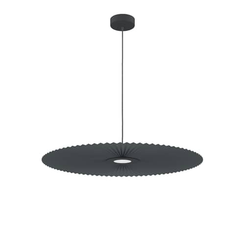 Suspension Carmen Medium tissu gris / LED - Ø 90 cm - Hartô - Gris ardoise - Métal peint, Textile contrecollé sur PET