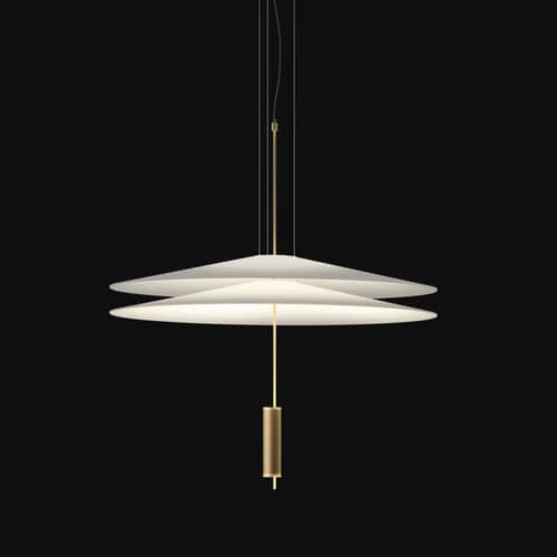 Suspension Flamingo plastique blanc LED / Ø 70 cm - Vibia - Or mat / Blanc - Acrylique, Métal, Méthacrylate