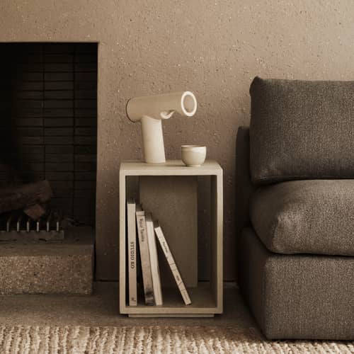 Table d\'appoint Elements / L 32 x P 40 x H 47 cm - Microciment - Ethnicraft - Blanc cassé - Microciment