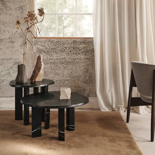 Table d\'appoint Taula marbre noir / Ø 54.4 x H 45 cm - Marbre - Ferm Living - Noir - Marbre