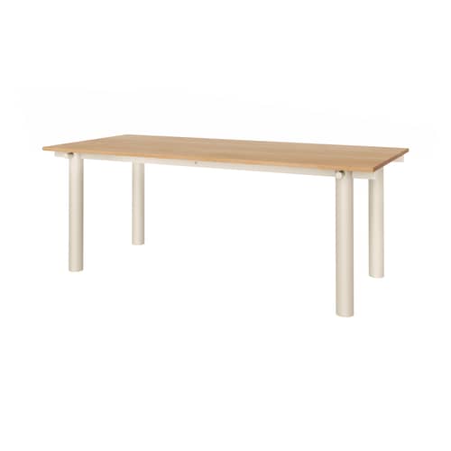 Table rectangulaire Atura bois naturel / 200 x 90 cm - Ferm Living - Chêne naturel / Pieds beige - Acier thermolaqué, Placage de chêne