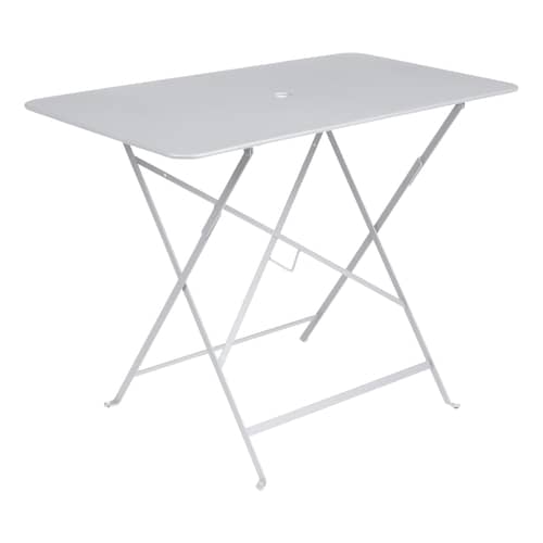 Table pliante Bistro métal blanc / 97 x 57 cm - 4 personnes - Trou parasol - Fermob - Blanc coton - Acier peint