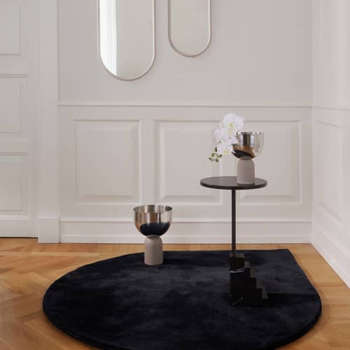 Tappeto Stilla tessuto nero / 160 x 130 cm - Tappezzato a mano - AYTM - Antracite - Lana