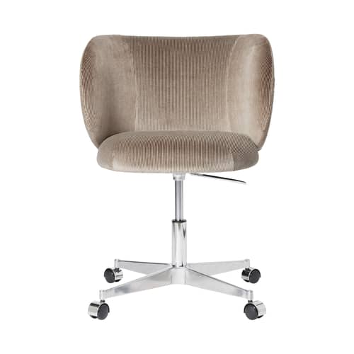 UK Bürostuhl mit Rollen Rico textil grau / UK-Version - Ferm Living - Grau Silex (Samt) - poliertes Aluminium, Schaumstoff, Velours
