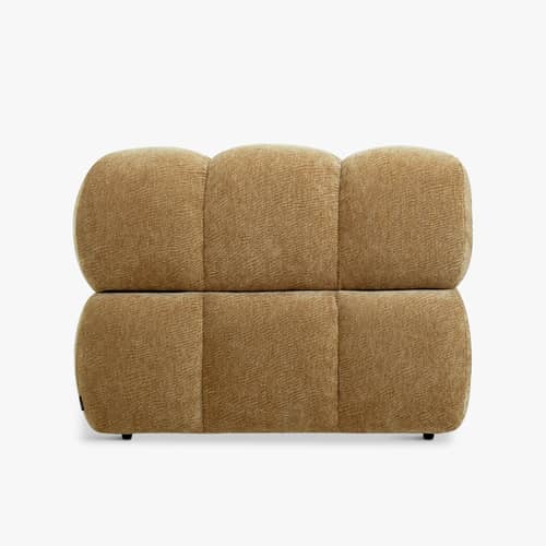 Gepolsterter Sessel Waffle textil braun / Sofa modulierbar - NV GALLERY - Camel, gekreppt - Gewebe, High Density-Schaum