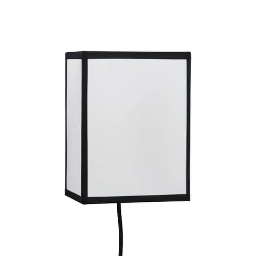 Ava Square Wall light with plug textile white - Hay - White & Black - ECOPET paper, Fabric