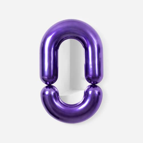 Wandspiegel Zodiac Bumper Medium keramik violett / B 55 x H 90 cm - Jean-Baptiste Fastrez, 2020 - Moustache - Metallic Violett - Glas, Keramik