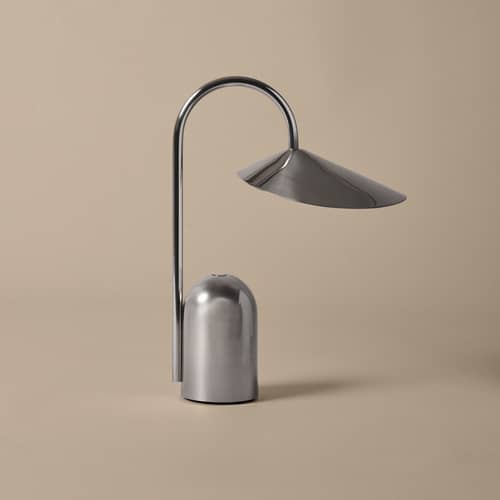 Arum LED Wireless rechargeable lamp metal silver - Ferm Living - Polished steel - Polished stainless steel