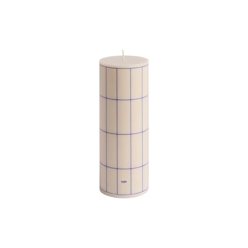 Column Block candle wax multicoloured / Ø 7 x H 20 cm - Hay - Off white with Blue Tiles - Oil, Stearin