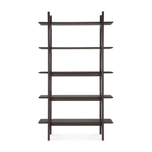 PI Bookcase wood brown / W 110 x H 187 cm - Ethnicraft - Dark brown Mahogany - Stained solid mahogany