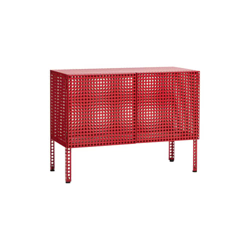 Buffet Perforated Cabinet Small / L 89 x H 66,5 cm - Hay - Vin Rouge - Acier thermolaqué