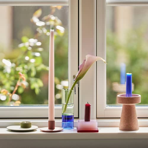 Astro Candle holder glass green / Vase - H 15 cm - HÜBSCH - Light green / Blue - Cristal