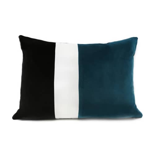 Cuscino Sicilia tessuto blu / Velluto - 40 x 55 cm - Maison Sarah Lavoine - Blu, Nero, Gelsomino - Espanso, Velluto