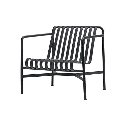 Fauteuil bas Palissade métal gris noir / Dossier bas - Bouroullec, 2016 - Hay - Fauteuil / Anthracite - Acier laqué époxy