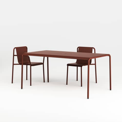 Fauteuil de repas empilable Panorama métal rouge / Avec accoudoirs / Seconde vie - TIPTOE - Rouge Brique - Acier thermolaqué