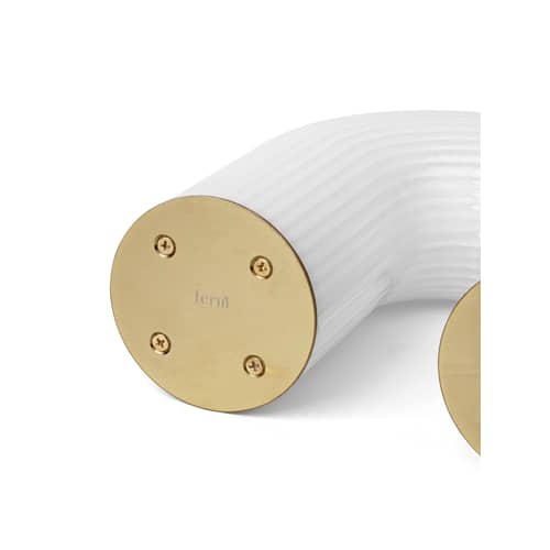 Lampe de table Vuelta LED verre blanc / L 21 x H 21 cm - Ferm Living - Blanc translucide - Laiton massif, Verre opalin strié