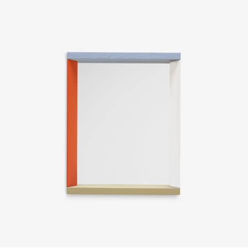 Miroir mural Colour Frame - Small bois orange / 38,5 x 48 cm - Vitra - Bleu / orange - Frêne laqué, Verre