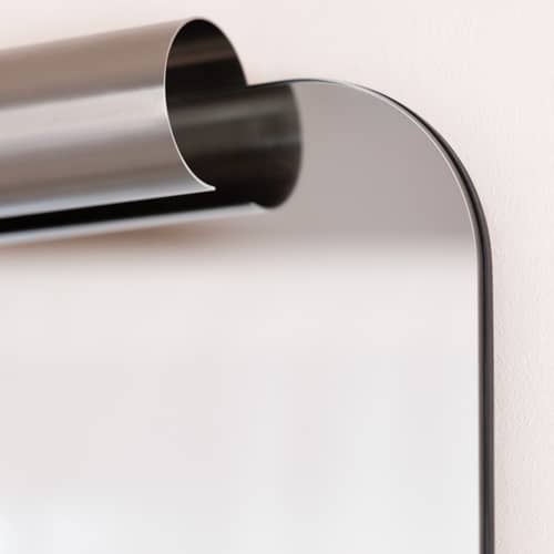 Miroir mural Roll métal / 60 x 65 cm - NOBODINOZ - Acier brossé - Acier inoxydable brossé, Verre