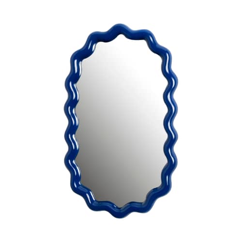 Miroir mural Zigzag bleu / 40 x 24 cm  - Polyrésine - & klevering - 40 x 24 cm / Bleu - Polyrésine, Verre