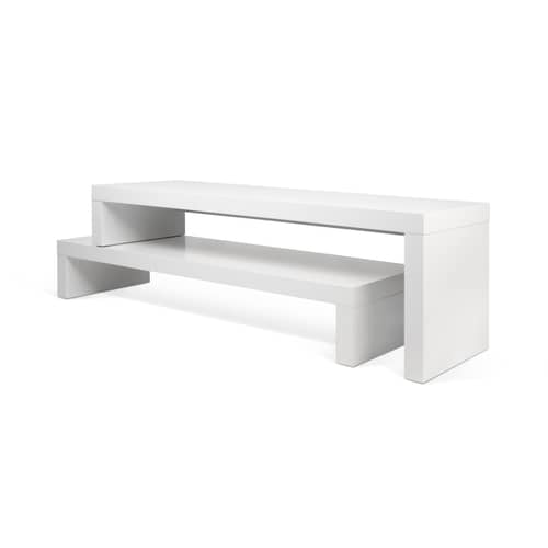 Mobile TV Philae legno bianco girevole & estensibile / L da 125 a 235 cm - POP UP HOME - bianco - Agglomerato, Pannello di fibra ad alta densità
