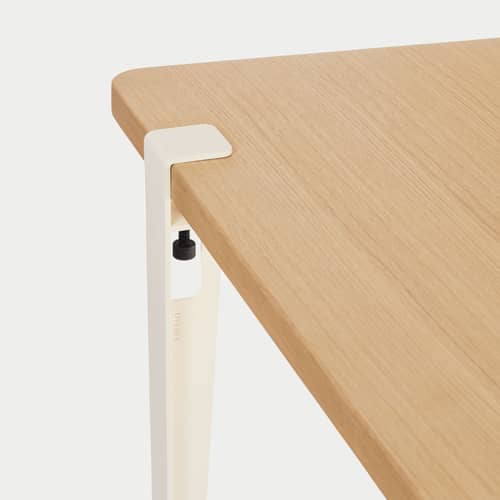 rechteckiger Tisch Balthazar holz weiß / 150 x 75 cm - 4 bis 6 Personen / Öko-zertifiziertes Holz - TIPTOE - Eiche / Cremeweiße Füße - Recycelte Spanplatte mit Eichenfurnier, thermolackierter Stahl