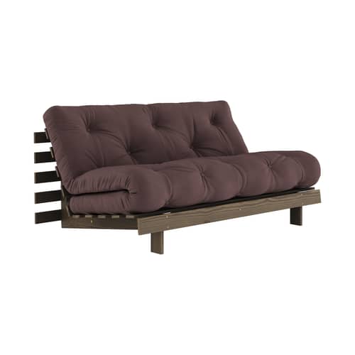 Schlafcouch Roots holz braun / B 160 cm - 3 Positionen / Struktur Braun - KARUP - Braun 715 / Holz Braun - FSC-zertifizierte, lackierte Massivkiefer, Gewebe, Recycelte Mischfasern, Schaumstoff