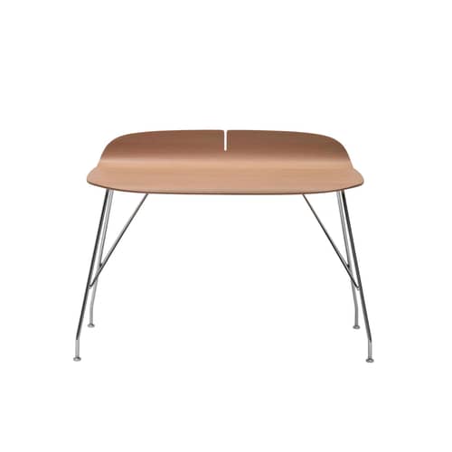 Scrivania Earl of wood legno naturale / 119 x 65 cm - Legno curvato - Kartell - Legno chiaro / Gamba cromata - Acciaio cromato, Faggio
