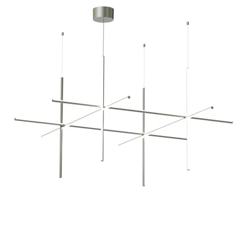 Suspension Coordinates S4 gris argent métal LED / 176 x 176 x H 92 cm - Flos - Argent - Aluminium extrudé