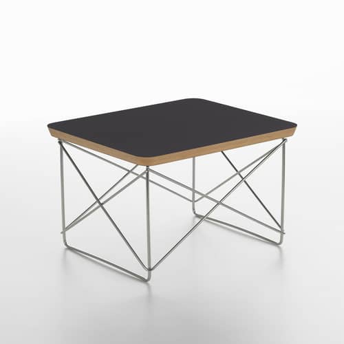 Table d\'appoint Occasional Table LTR / Eames (1950) - Vitra - HPL noir / Pied acier - Fil d\'acier inoxydable, Stratifié HPL