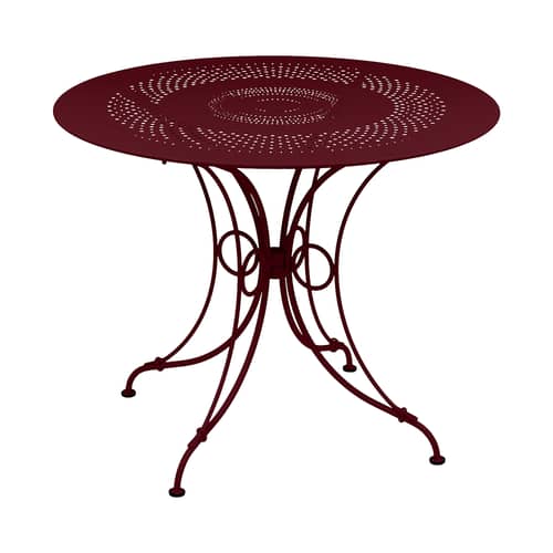 Table ronde 1900 / Ø 96 cm - Trou parasol / 5 personnes - Fermob - Cerise noire - Acier