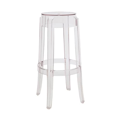 Tabouret haut empilable Charles Ghost plastique transparent / H 75 cm - Kartell - Cristal - Polycarbonate