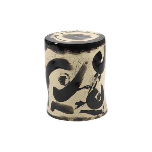 Tavolino d\'appoggio Pawn Sophia 06 ceramica beige / Ø 27 x H 34 cm - Serax - Beige e Nero - Gres smaltato