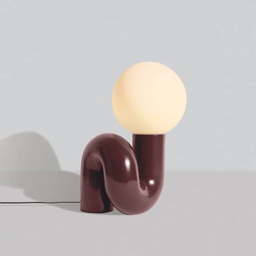 Tischleuchte Neotenic Grande keramik rot / B 34 x H 51 cm - Petite Friture - Griotte - emaillierte Keramik, mundgeblasenes Glas
