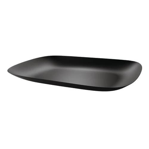 Moiré Tray metal black / Steel - 45 x 34 cm - Alessi - Black - Epoxy steel