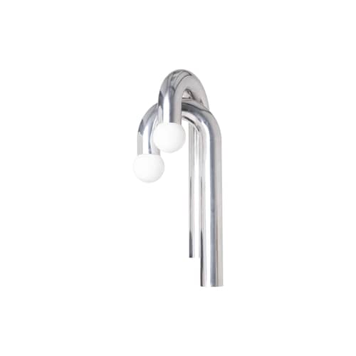Applique avec prise Potence Double métal argent / H 110 cm - Axel Chay - Poli miroir - Aluminium poli, Verre