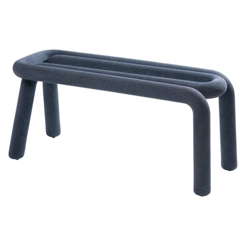 Banc rembourré Bold Sparkling tissu bleu / Scintillant - L 100 cm - Moustache - Bleu scintillant - Acier, Mousse, Tissu