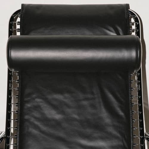 Chaise longue Sandows N°114 / Réédition 1927 - Dossier inclinable - Petite Friture - Noir - Acier chromé, Cuir, Tendeurs élastiques