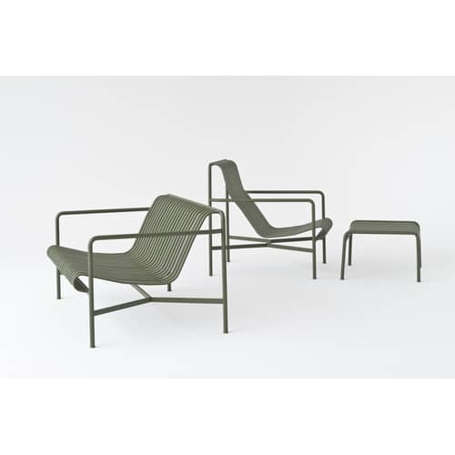 Fauteuil bas Palissade métal vert / Dossier haut - Bouroullec, 2016 - Hay - Vert olive - Acier laqué époxy