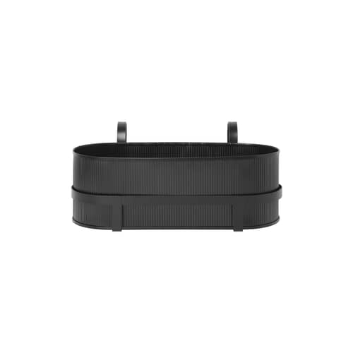 Jardinière Bau métal noir / Avec support  / L 45 cm - Ferm Living - Noir - Acier galvanisé