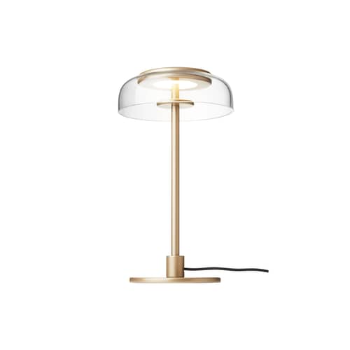 Lampe de table Blossi LED verre / H 31 cm - NUURA - Laiton / Transparent - Métal, Verre soufflé bouche