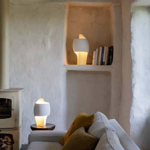 Lampe de table Grande B LED / Gypse - H 51 cm - DCW éditions - Blanc - Aluminium, Gypse