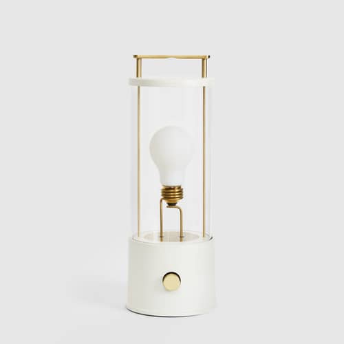 Lampe extérieur sans fil rechargeable The Muse métal blanc / IP44 - Verre - TALA - Blanc Candlenut - Aluminium, Laiton massif, Verre borosilicaté