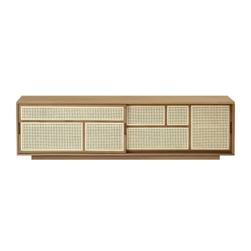 Buffet Air bois naturel / Meuble TV - Cannage rotin - L 180 x H 50 cm - Design House Stockholm - Chêne / Rotin naturel - Cannage de rotin, MDF plaqué chêne