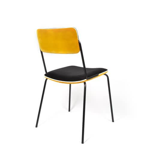 Double jeu Padded chair textile yellow black / Velvet - Maison Sarah Lavoine - Ochre / Black - Foam, Lacquered steel, Velvet, Wood