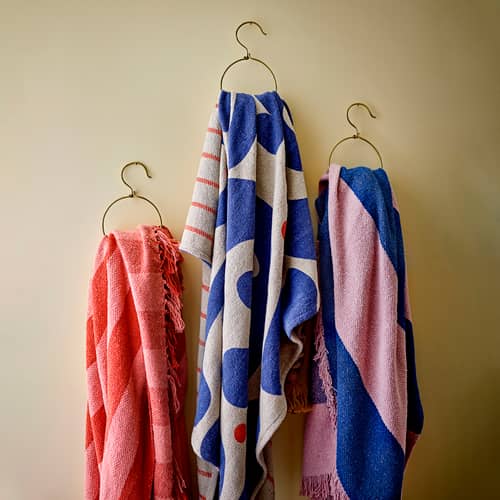 Plaid Eviaya tessuto blu / 160 x 130 cm - Bloomingville - Blu - Cotone, Poliestere