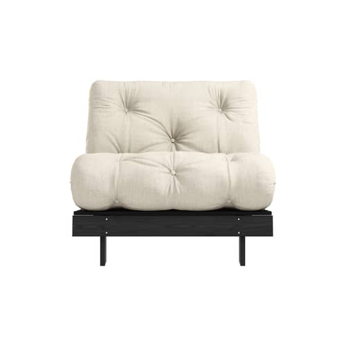 Fauteuil convertible Roots / Dormeuse & lit d\'appoint - 3 positions / Structure noire - KARUP DESIGN - Lin 914 / Noir - Fibres recyclées mélangées, Mousse, Pin massif certifié FSC laqué, Tissu