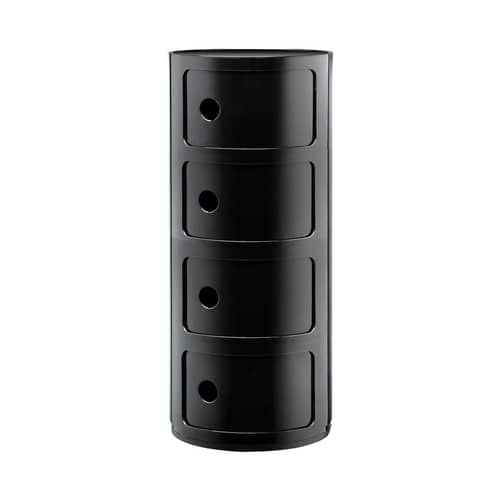 Componibili Storage plastic material black 4 drawers - H 77 cm - Kartell - Black - ABS