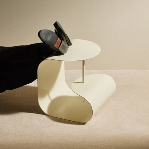 Table d\'appoint Gégé / 45 x 45 x H 45 cm - Maison Sarah Lavoine - Ecru mat - Acier thermolaqué
