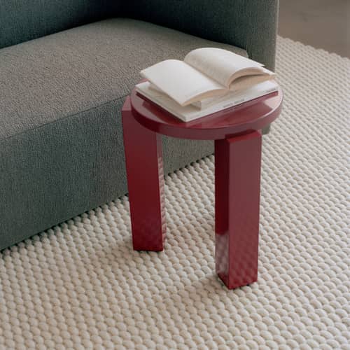 Tabouret Atlas bois rouge / Rond - NEW WORKS - Bordeaux - MDF laqué